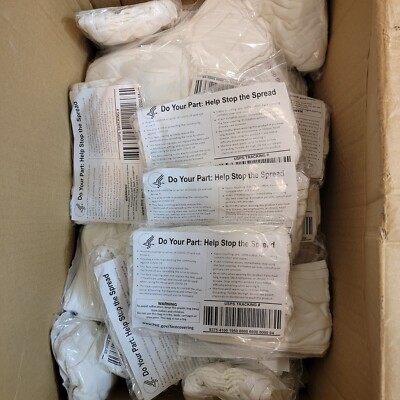 White Cotton Face Covering Masks 200 Piece Lot (40 packs Of 5)