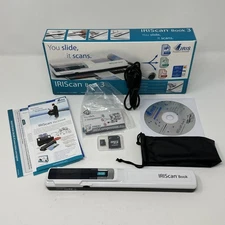 IRIScan Book 3 Wand Document Slide & Scan White SD Card Handheld w/ Memory Card