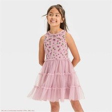 Girls Sleeveless Embroidered Tiered Dress Cat Jack Light Purple M SEE DEAL  