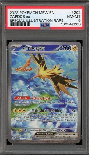 Pokemon Zapdos ex 151 MEW EN Special Illustration Rare #202 PSA 8
