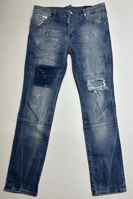 $895 NWT Dsquared2 Cool Guy Skinny Distressed Skinny Blue Jeans Size 52 (32x32)