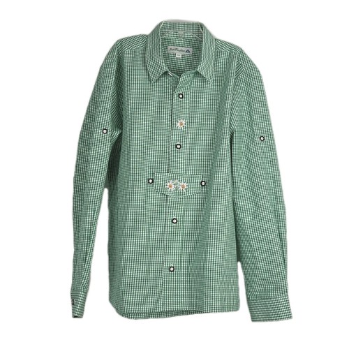 Isar-Trachten Boys Green Gingham Check Shirt Size 152 Traditional Alpen Edelweis