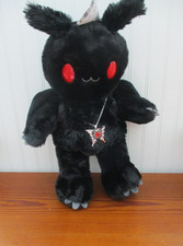 Build-A-Bear Mothman 16" Tall Plush- Moth Medal Rhinestone Red Eye Charm