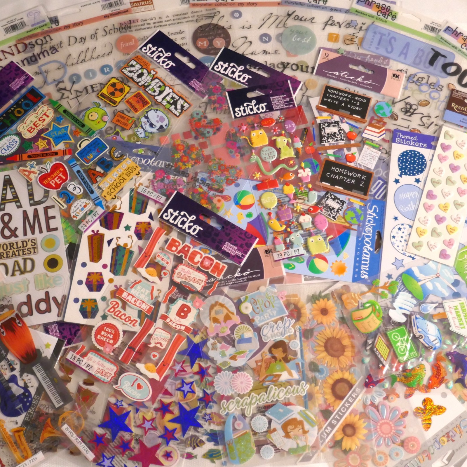 LARGE LOT OF 50 PACKS STICKO/STICKOPOTAMUS ONLY! SO MANY THEMES AND ...