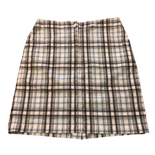 Size 6P Talbots Petites Stretch Cotton Spandex Blue Plaid Skirt 19 Inch Length