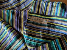 Vintage ECHO Design Rectangle Silk Scarf Multi-Color Striped Blue's Greens'