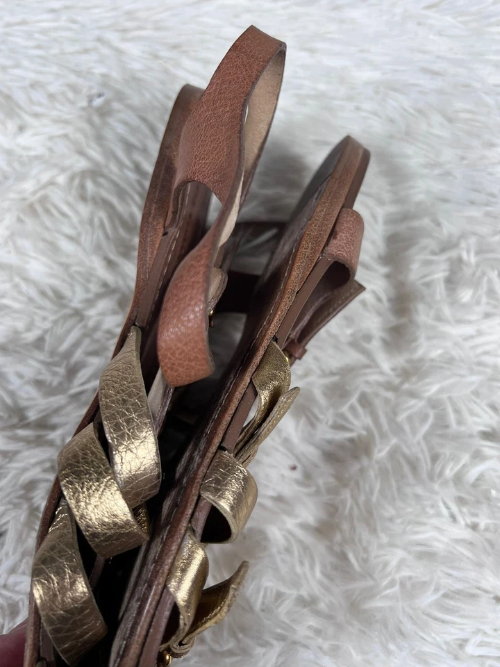 Zapatos Miu Miu Mujer Talla 38 (7.5) Sandalias Gladiador Hechos en Italia Hebilla de Cuero Foto 4 de 4