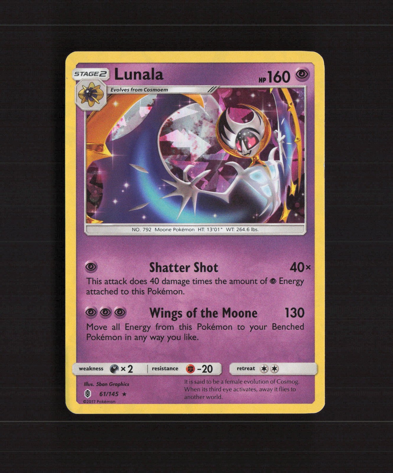 Lunala 61/145 Guardians Rising Cracked Ice Holo Rare Pokemon Card DMG