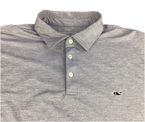 Vineyard Vines Poloshirt Herren Gr. XL Performance Golf grau dünn gestreift Stretch - Bild 3 von 17