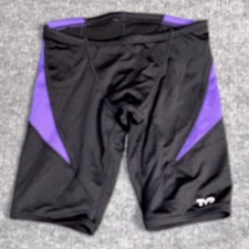 TYR Swim Jammers Mens XS 26 Black Purple Drawstring Performance Training Stretch