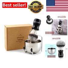 Complete Shaving Experience: Synthetic Badger Brush, Bowl  Stand Set for Men