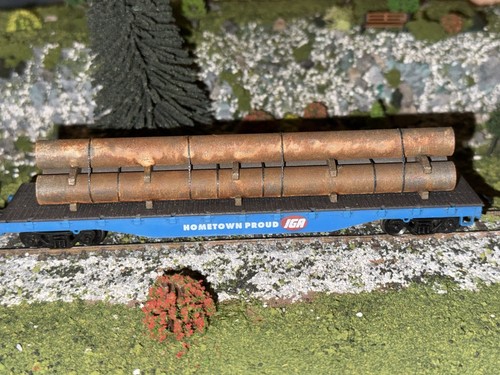1:87 Ho Scale 40ft Rusty Pipe Load 3ft Diameter (6in Long)- Pyramid Stack - Picture 3 of 5