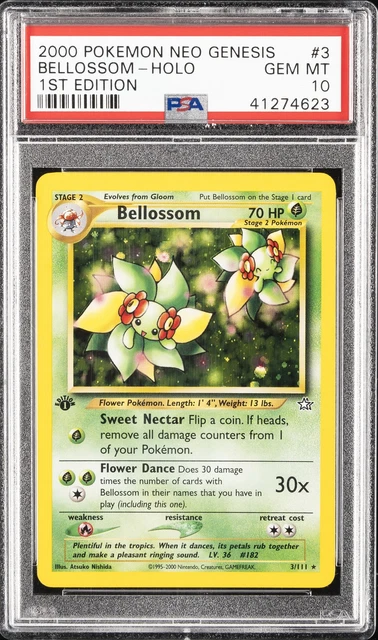 2000 POKEMON NEO GENESIS 1ST EDITION #3 BELLOSSOM-HOLO PSA 10