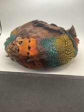 Chapeaux Louise - 1940s Fascinator Pillbox Hat Pheasant Feather - 7.5  