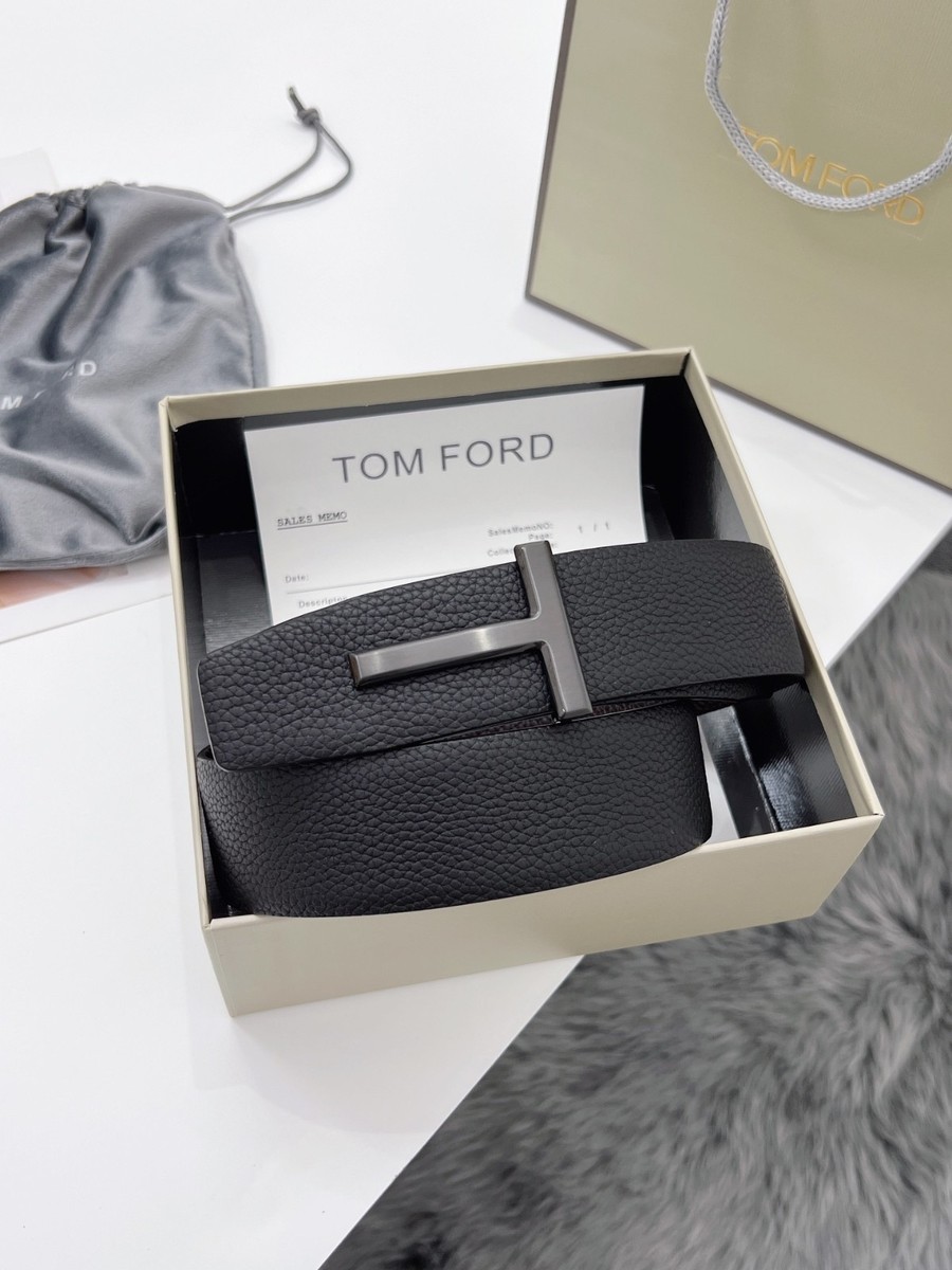 Tom Ford Belt Reversible Black T-Buckle, Black /Brown Calfskin