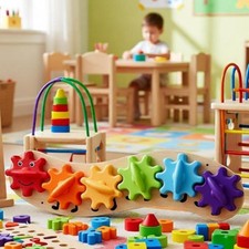 Rainbow Gear Toy Activity Board Parts for Toddler Kids Baby