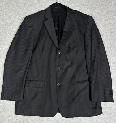 Naldini Blazer Mens 44R Charcoal Pinstripe Super 150s Wool 3 Button Keno-154
