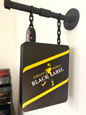 Johnnie Walker Black Label Bar-Style Hanging Sign - 3D Printed
