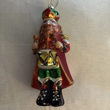 Large Glass Nutcracker Ornament 7” Tall Nice