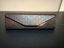 Gucci GG Brown Clamshell Foldable Eyeglass/Sunglasses Case Snap Closure