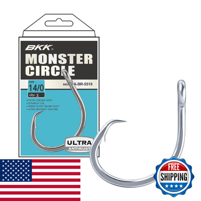 Bkk Monster Circle Hook 14/0 2-Pack 4X Saltwater Ultra-Antirust Coating Needle