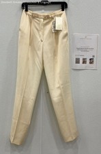 NWT Escada Women's Ivory Solid Virgin Wool Formal Pants Size 36 With COA