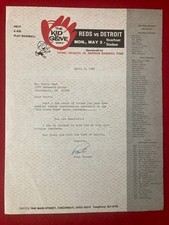 RARE! Cincinnati Reds Kids Glove Game SIGNED Letter to Waite Hoyt / Paul Kramer
