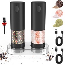 2X Light Up Electric Salt & Pepper Mill Stainless Steel Electronic Grinder Pot