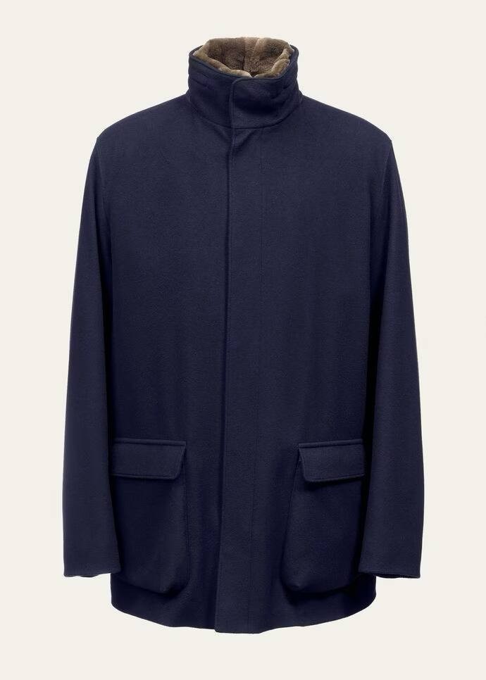 RRP 18500€ Loro Piana Winter Voyager Vicuña Storm System Beaver Fur Jacket L-XL