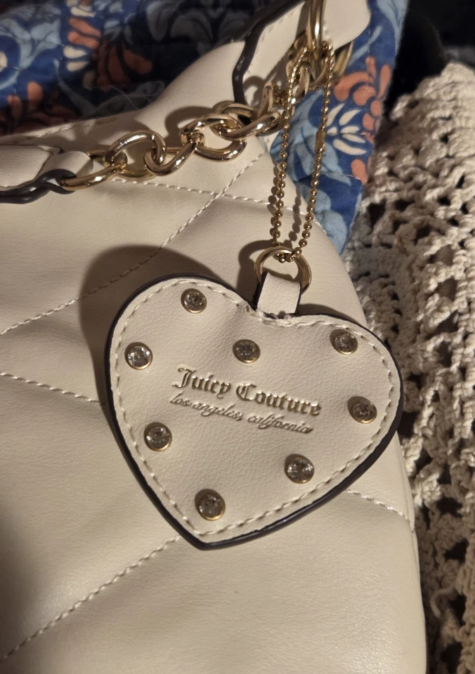 BOLSO DE HOMBRO JUICY COUTURE HERMOSO COMO DIAMANTES BLANCO CREMOSO Foto 3 de 4