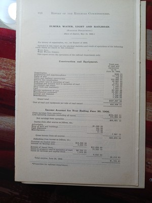 1906 Train Report ELMIRA WATER LIGHT & RAILROAD COMPANY New York Streetcar 