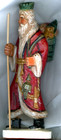 Hand Carved Wooden Santa Claus Toys Staff Red Coat Folk Art Christmas Vtg Figure