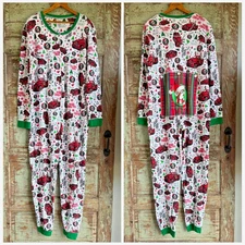 Buc-ees 2X One Piece Pajama Zipper Merry Christmas Thermal Faux Flapjack XXL
