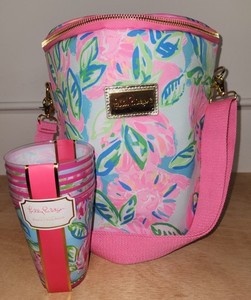 LILLY PULITZER Insulated Soft Beach TOTE Cooler + NWT Pool Cups Totally Blossom