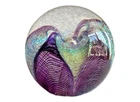 Paperweight GES Glass Eye Studio 1998 Purple Green Gold Glitter Centr Bubble VTG