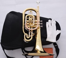 Brass Lacquered Marching Mellophone F Key Professional Quality with Case