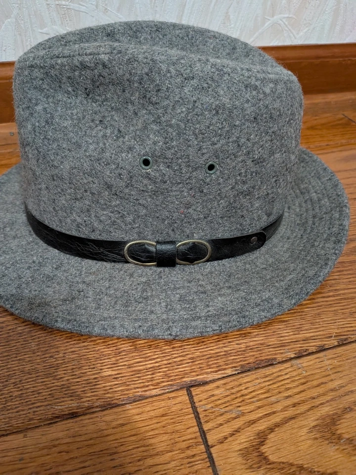 🎩 Sombrero Fedora Outback/Safari de fieltro de lana hecho en la Unión EE. UU. de colección (talla grande) Foto 2 de 4