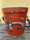 SUPERB 19thC WEDGWOOD RED BUCKET WITH INTRICATE ORIENTAL DRAGON DESIGN c1890s