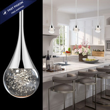 Aoceley Crystal Pendant Light Fixtures for Kitchen Island, Dimmable I, Chrome