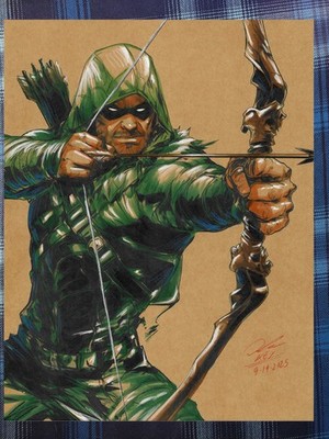 Green Arrow Art Print Signed 8.5x11 | Art by Keyeske