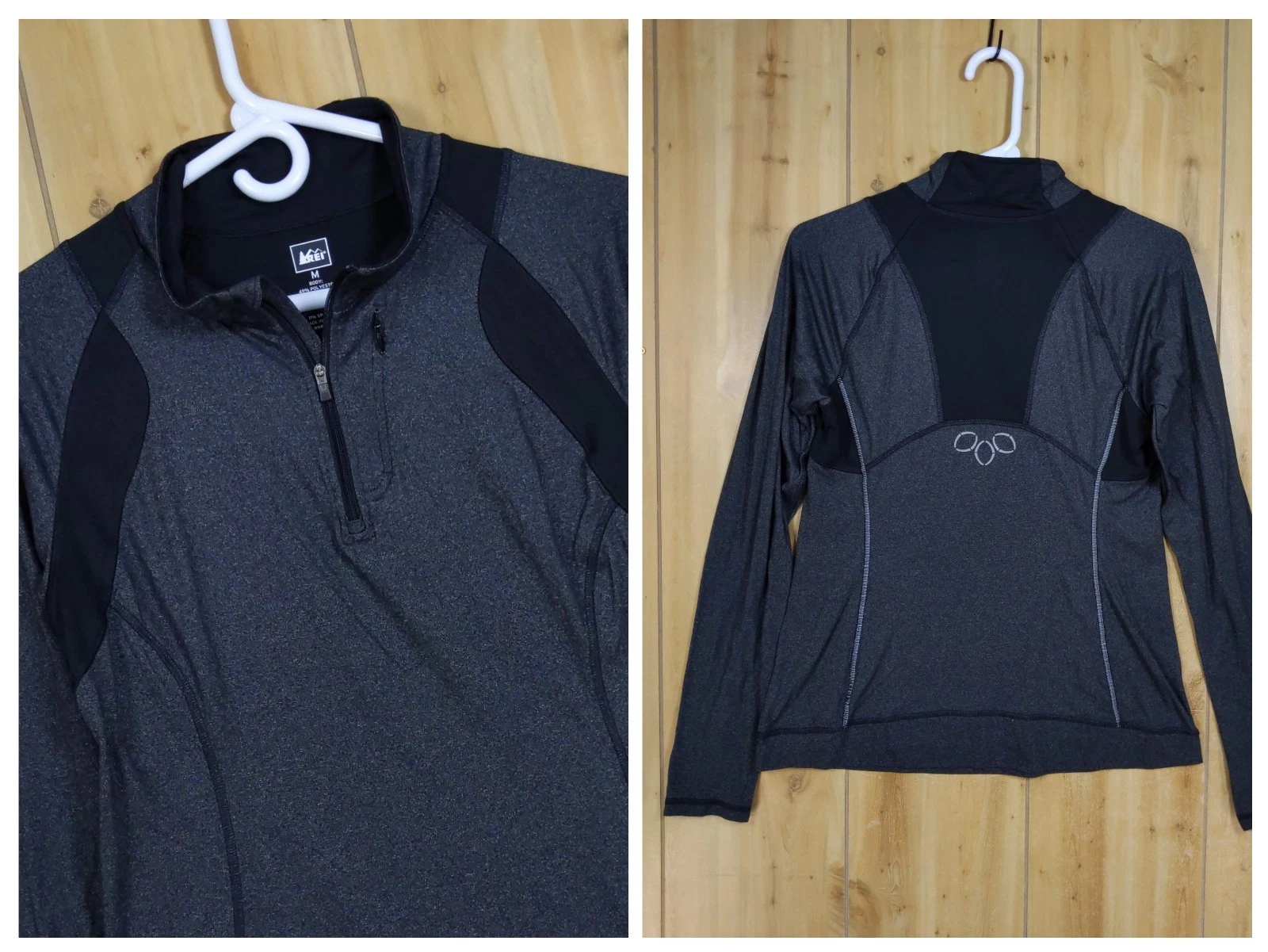 REI Co-op Women's M Quarter-Zip Running Top Heather Gray Base Layer Running