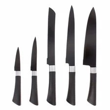 Beille Stainless Steel Black Knife Set Kitchen Utensils, 5pc