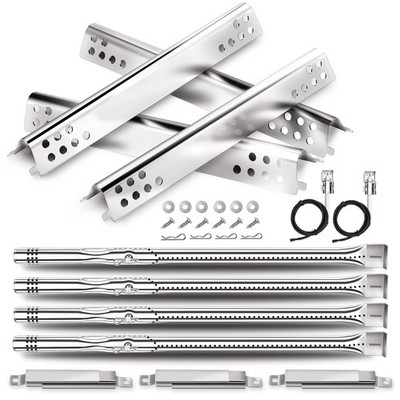 Uniflasy Grill Replacement 14.37'' Burner + 15.5'' Heat Plate 4pack, silver