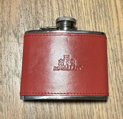 Rowallan Scotland Leather flask Red Leather 4 Oz Stainless Steel
