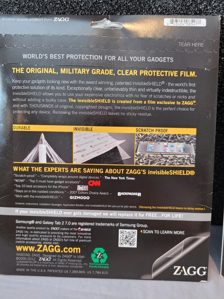 ZAGG Invisible Shield for Samsung Galaxy Tab 2 7.0 Screen Protector NEW SEALED - Image 4 of 4