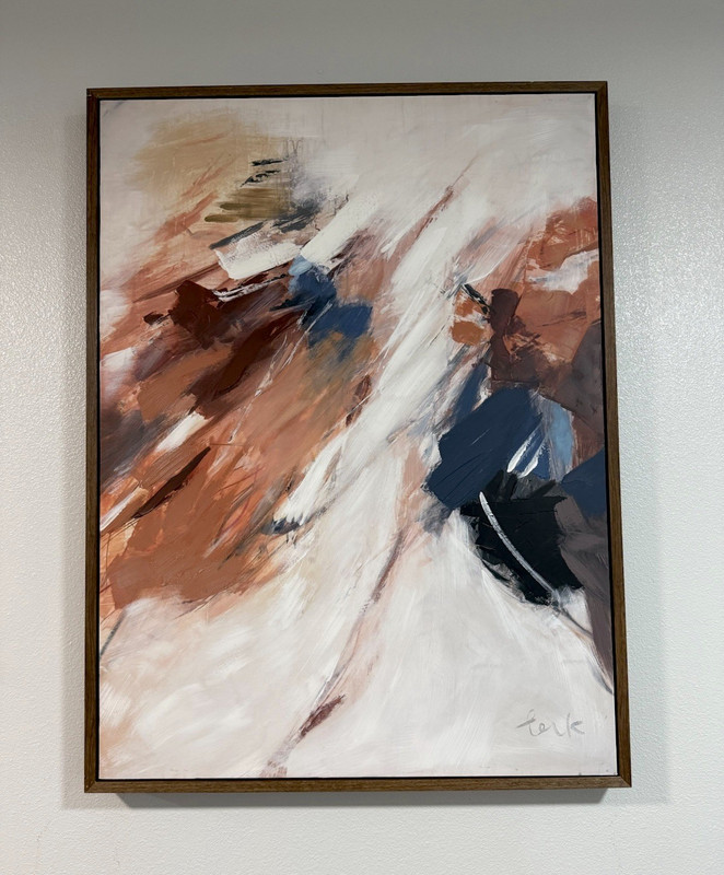 HUGE Wooden Framed Signed Abstract Contemporary Painting 48’’ x 36’’