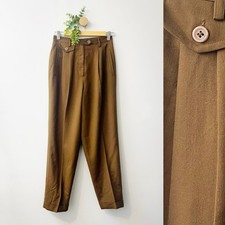 Vintage Embassy Row Pure Wool Dark Academia Pleated Brown Cuffed Trouser 6P
