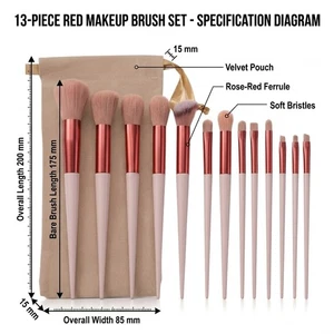 13 Piece Makeup Brush Set with Foundation Brush