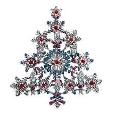 EVER FAITH Crystal Winter Snowflake Christmas Tree Brooch