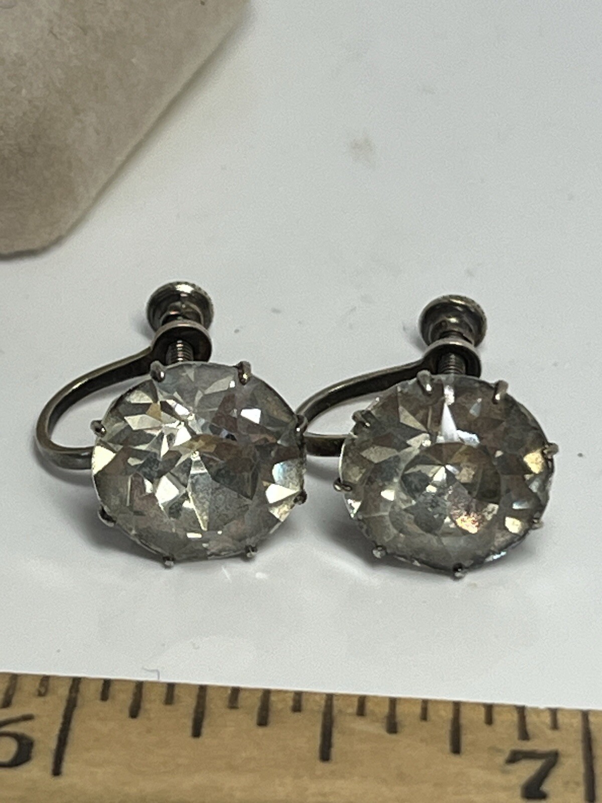 Large Sterling Rhinestone Solitaire Earrings, Pro… - image 10